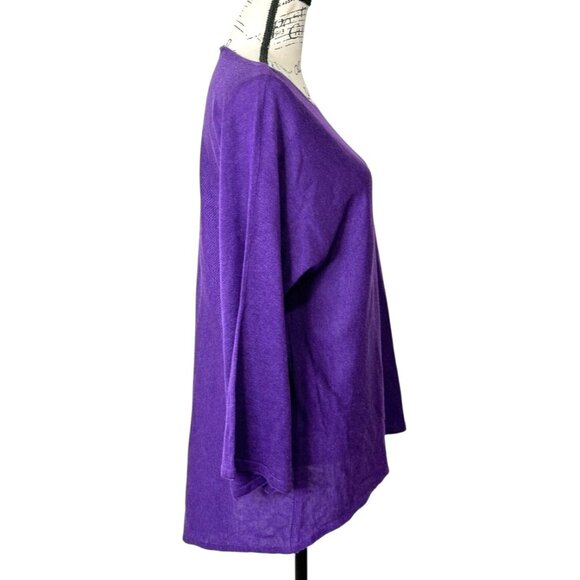 Eileen Fisher Purple Long Sleeve Tunic Knit Top Tencel Merino Wool Womens Size L - Picture 2 of 7